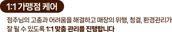 객만족 메뉴 개발 및 고도화 /  고객만족을 위해 분기별 메뉴 개발을 통한 신메뉴 출시 및 시장 분석을 통해 메뉴 고도화 작업으로 메뉴 개선을 진행합니다